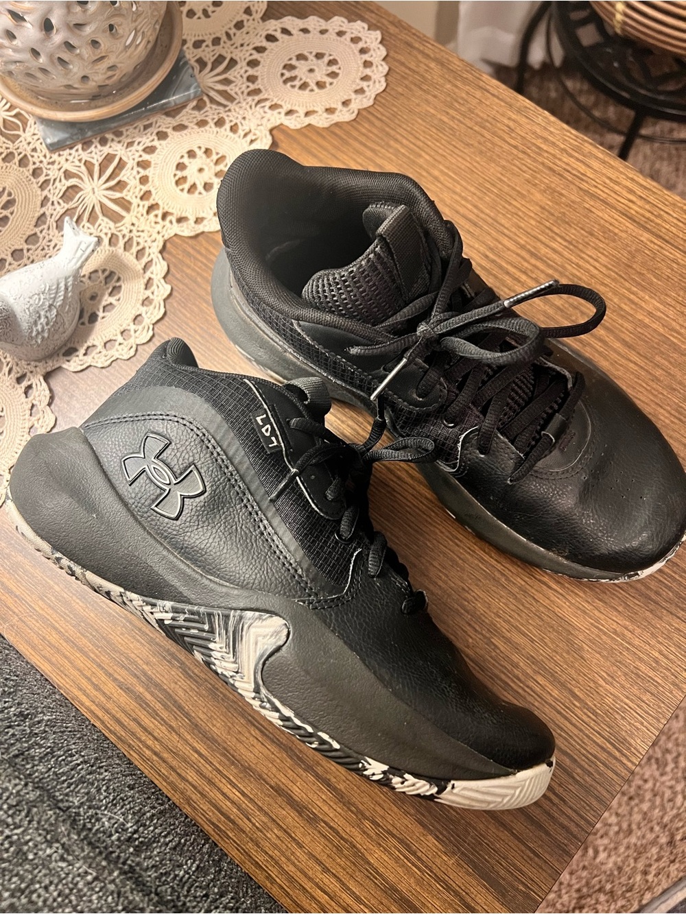 Under Armour Kids Black Athletic Sneakers with White Accent